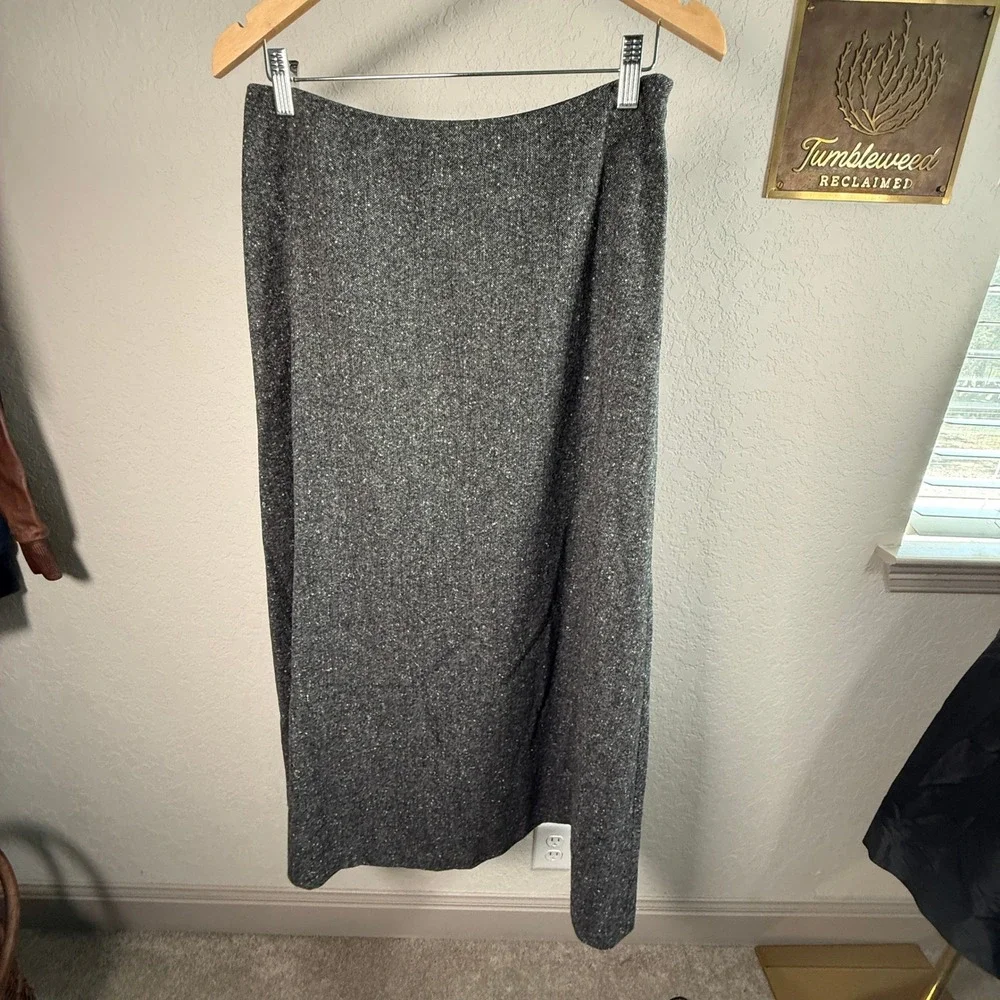 Lauren‎ Ralph Lauren Gray 100% Lambswool Tweed Maxi Skirt Womens 10
